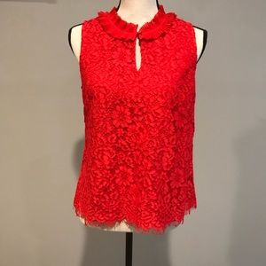 JCREW Women’s Lace ruffle-neck top Size Small